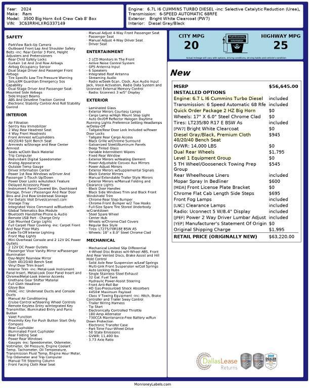 used 2024 Ram 3500 car, priced at $57,244