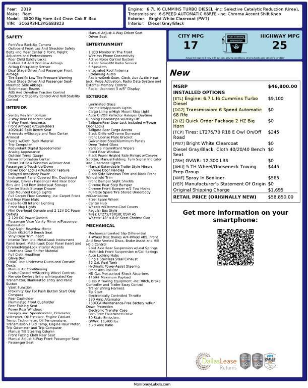 used 2019 Ram 3500 car, priced at $36,237