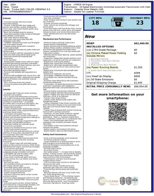 used 2024 Toyota Tundra car, priced at $54,889