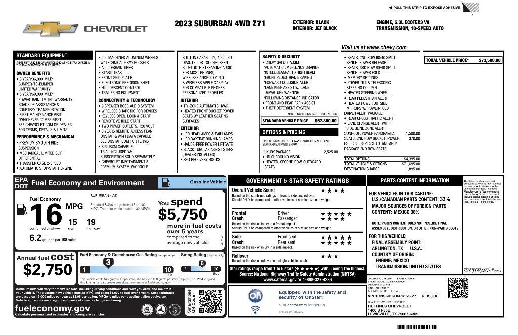 used 2023 Chevrolet Suburban car, priced at $57,912