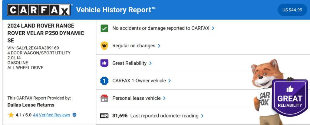 used 2024 Land Rover Range Rover Velar car, priced at $46,777