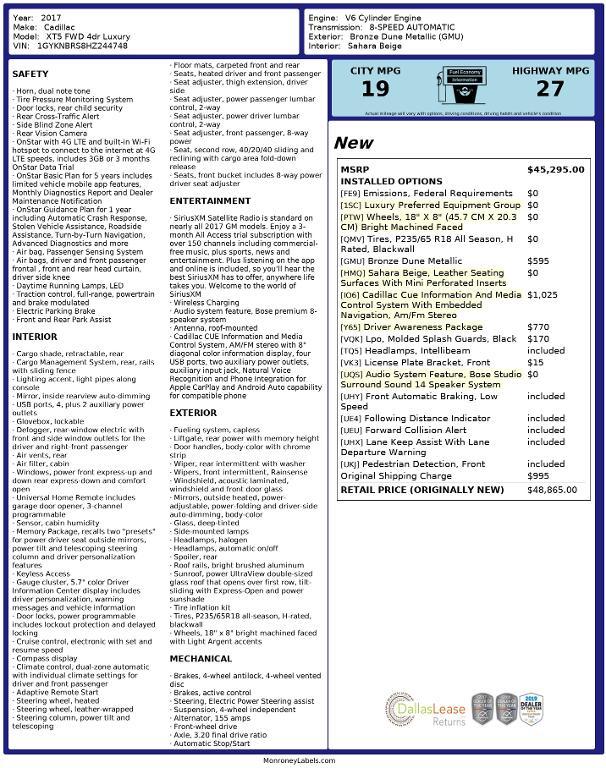 used 2017 Cadillac XT5 car, priced at $14,031