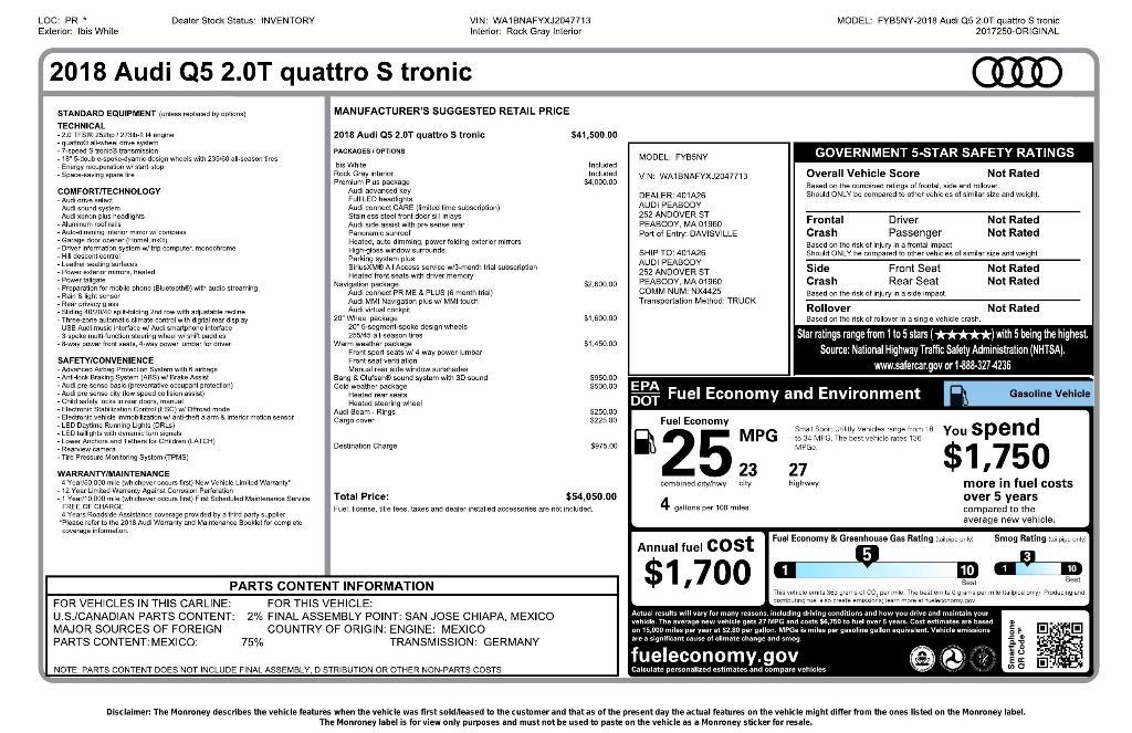 used 2018 Audi Q5 car, priced at $19,012