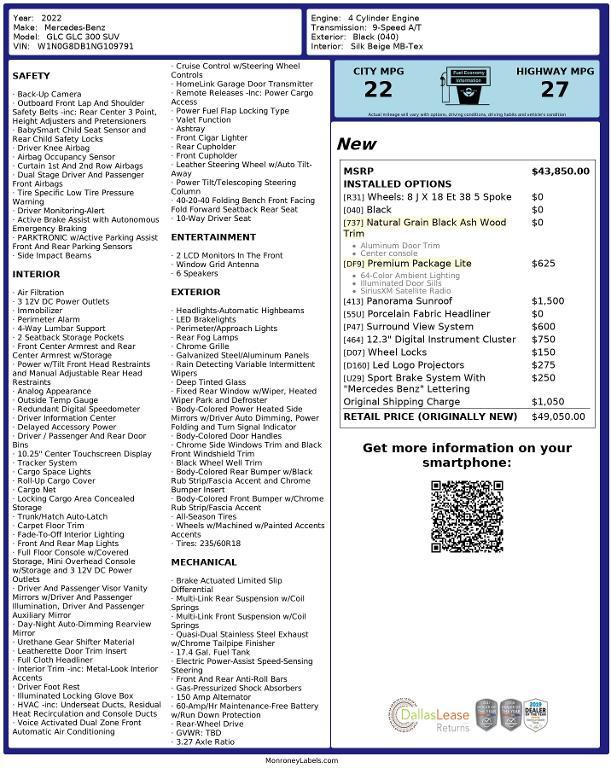 used 2022 Mercedes-Benz GLC 300 car, priced at $30,735