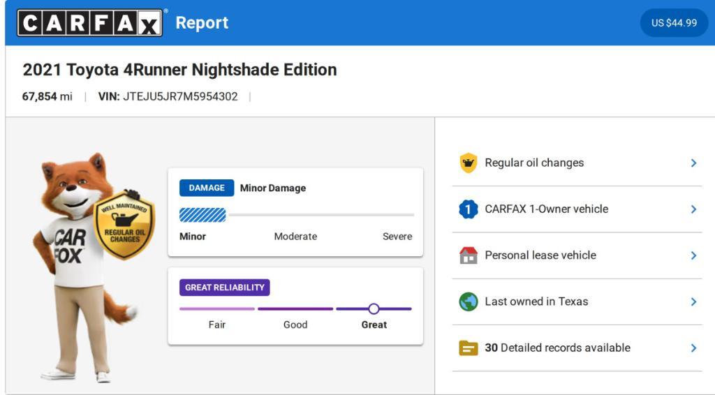 used 2021 Toyota 4Runner car, priced at $38,624