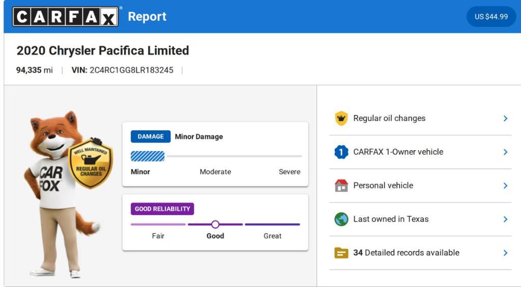 used 2020 Chrysler Pacifica car, priced at $19,184