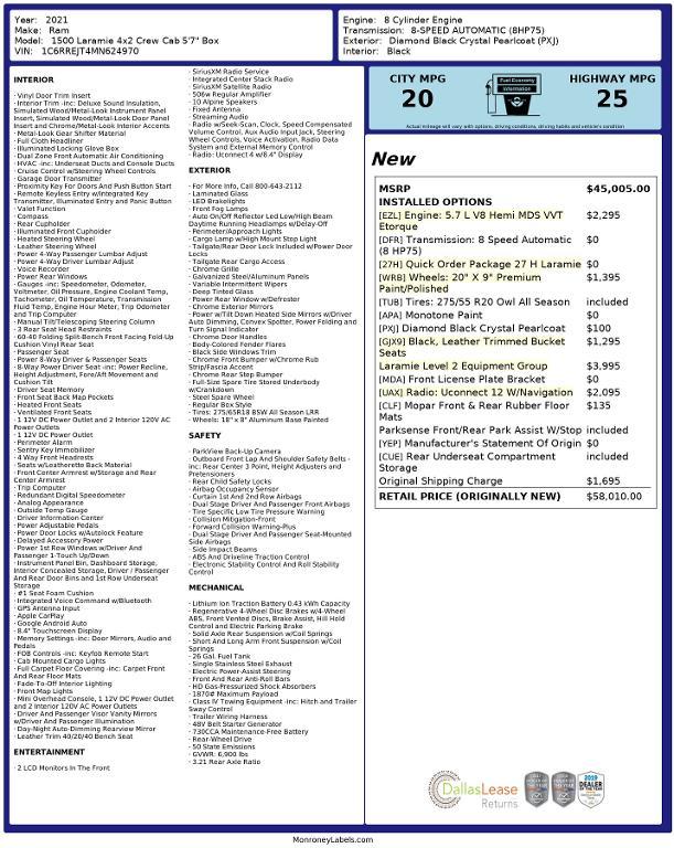 used 2021 Ram 1500 car, priced at $30,776