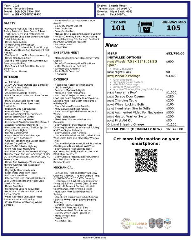 used 2023 Mercedes-Benz EQB 250 car, priced at $34,772