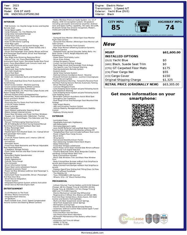 used 2023 Kia EV6 car, priced at $28,277