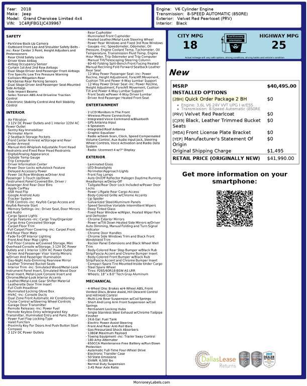 used 2018 Jeep Grand Cherokee car, priced at $18,674