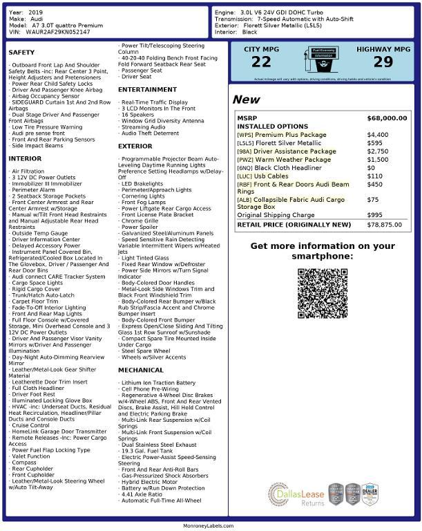 used 2019 Audi A7 car, priced at $29,935