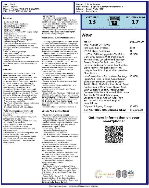 used 2021 Toyota Tundra car, priced at $44,784