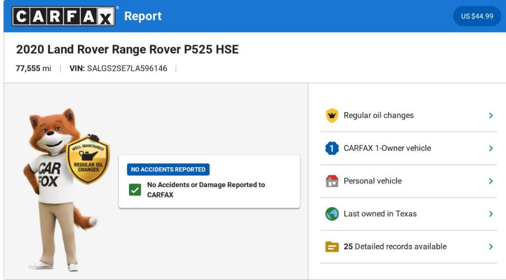 used 2020 Land Rover Range Rover car, priced at $33,334