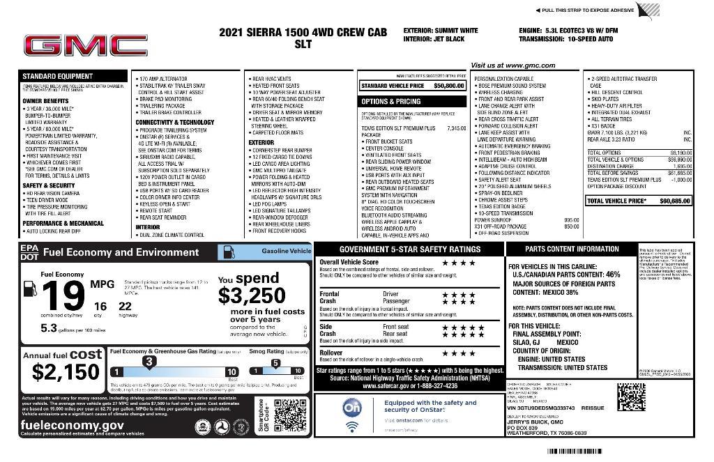 used 2021 GMC Sierra 1500 car, priced at $35,407