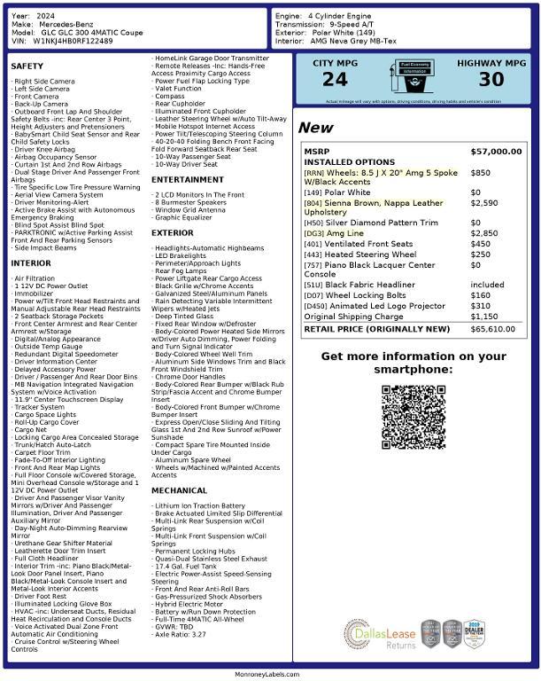 used 2024 Mercedes-Benz GLC 300 car, priced at $55,966