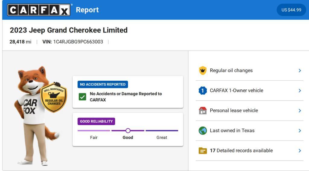 used 2023 Jeep Grand Cherokee car, priced at $32,727