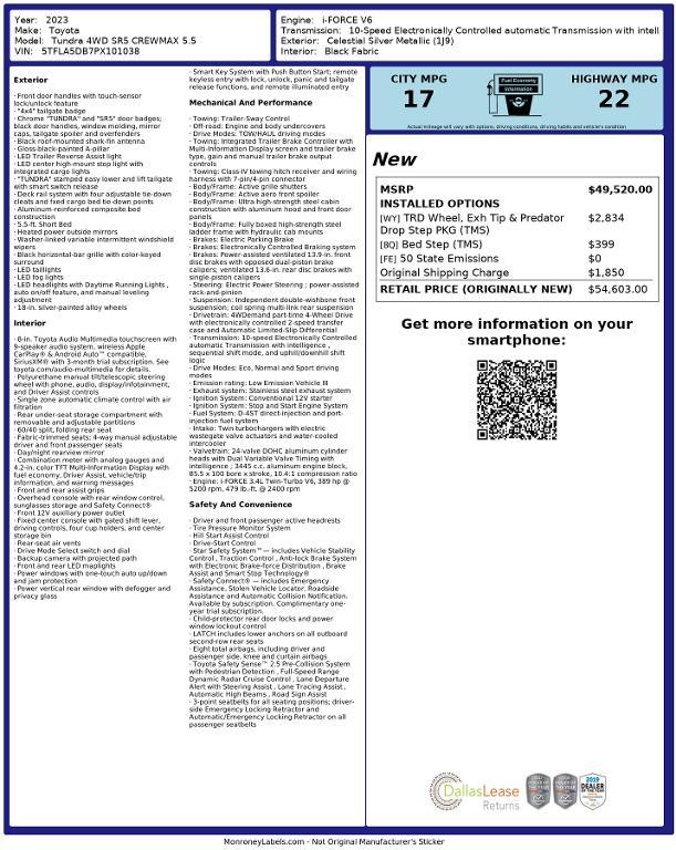 used 2023 Toyota Tundra car, priced at $44,390