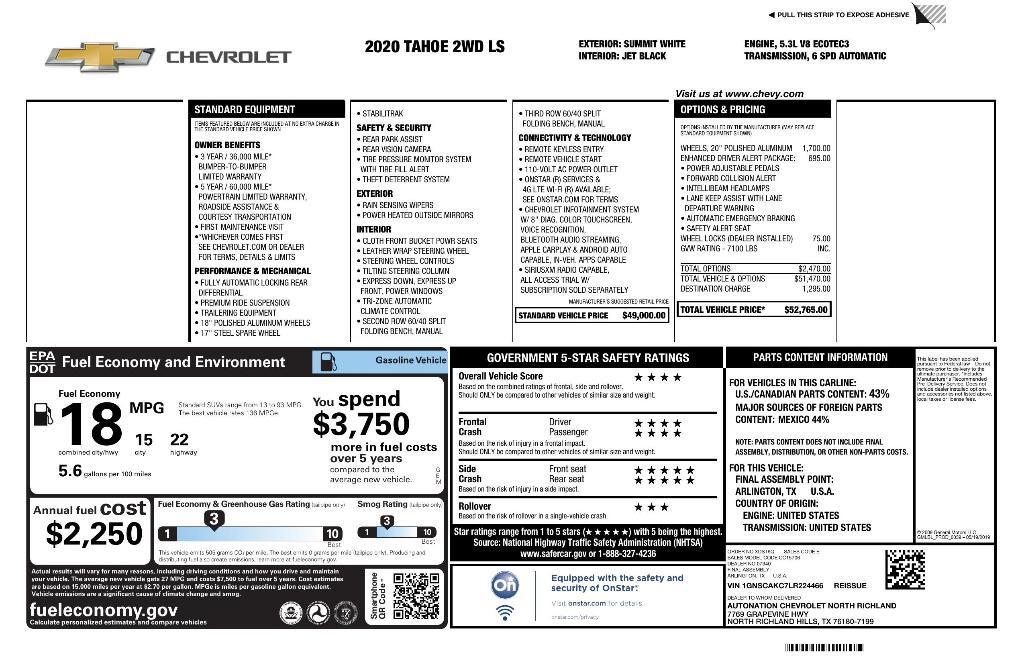 used 2020 Chevrolet Tahoe car, priced at $24,735