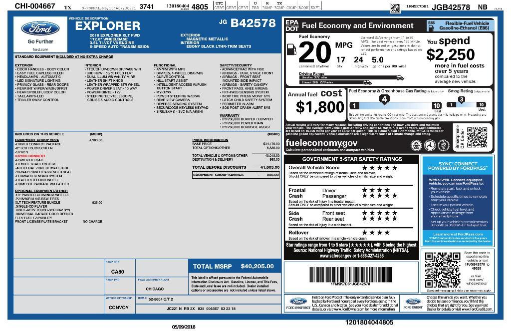 used 2018 Ford Explorer car, priced at $16,471