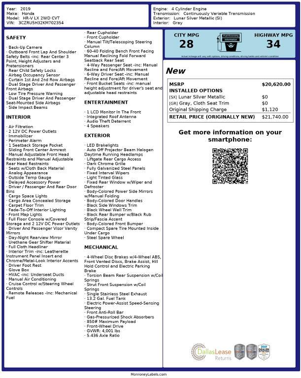 used 2019 Honda HR-V car, priced at $20,501