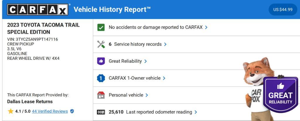 used 2023 Toyota Tacoma car, priced at $38,135