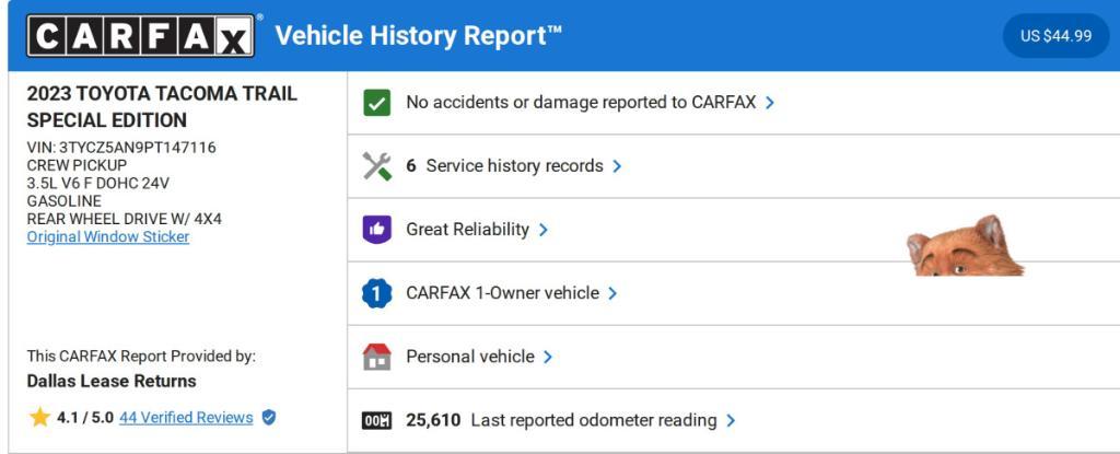 used 2023 Toyota Tacoma car, priced at $40,535