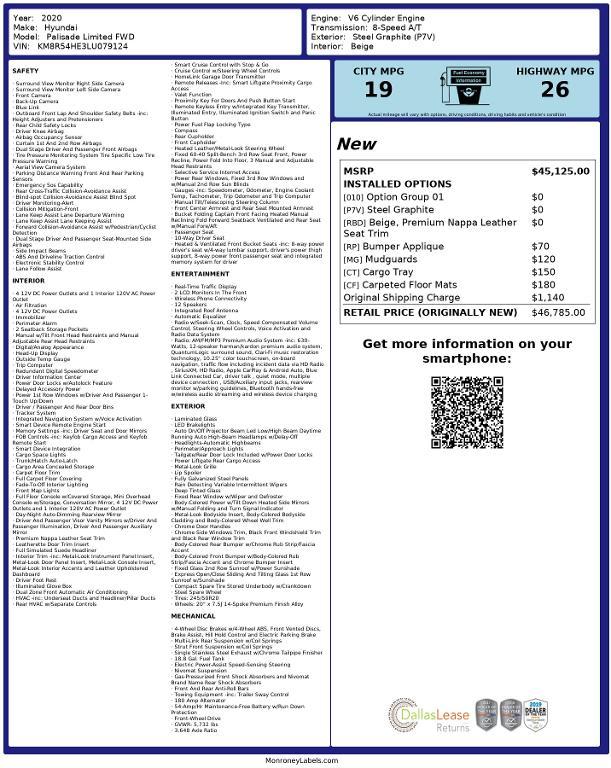 used 2020 Hyundai Palisade car, priced at $25,974