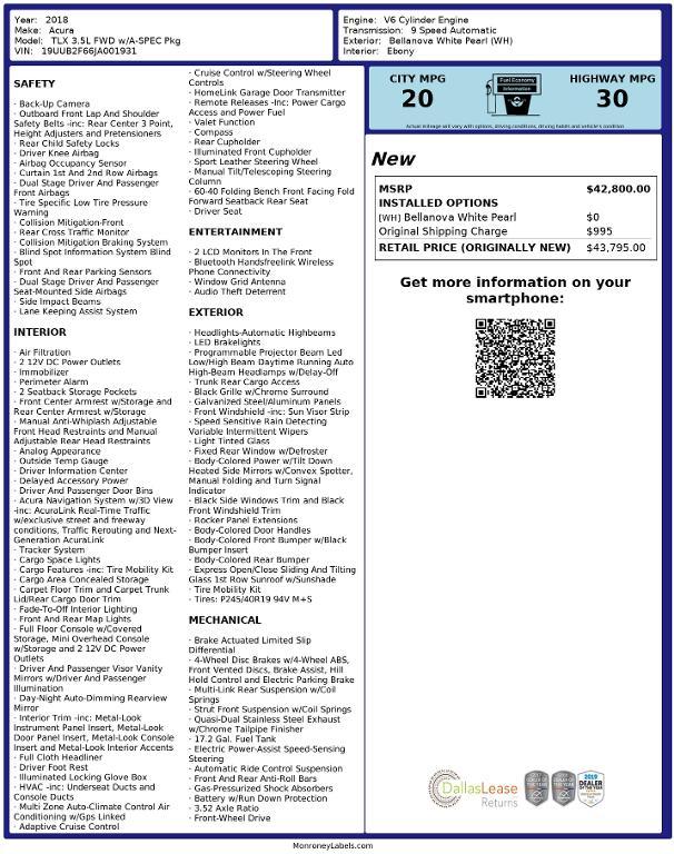 used 2018 Acura TLX car, priced at $21,859