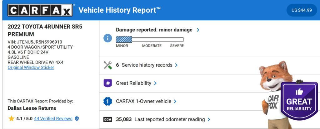 used 2022 Toyota 4Runner car, priced at $37,137