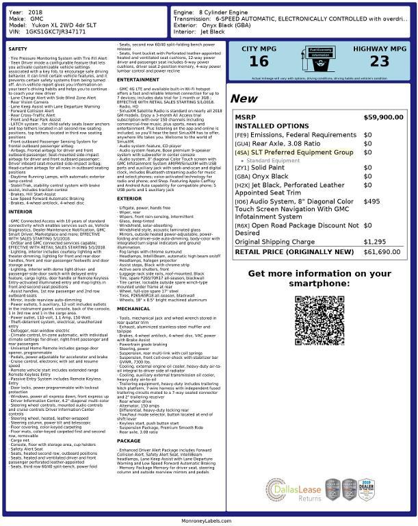 used 2018 GMC Yukon XL car, priced at $18,335