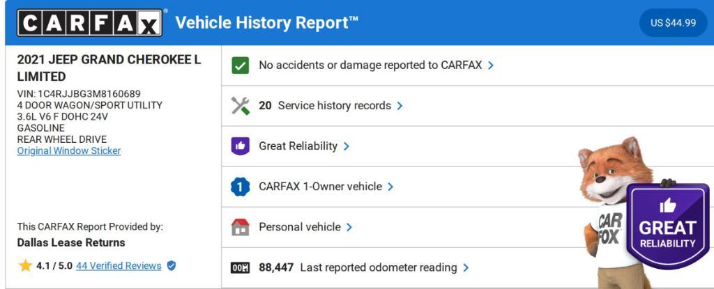 used 2021 Jeep Grand Cherokee L car, priced at $26,513