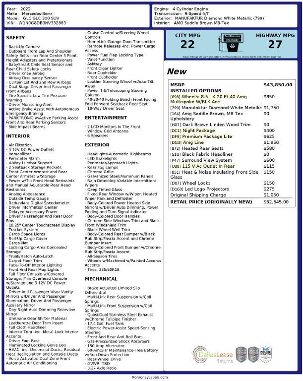 used 2022 Mercedes-Benz GLC 300 car, priced at $27,860