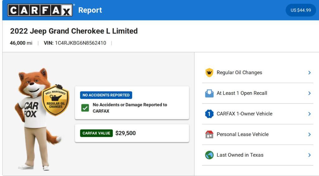 used 2022 Jeep Grand Cherokee L car, priced at $33,125
