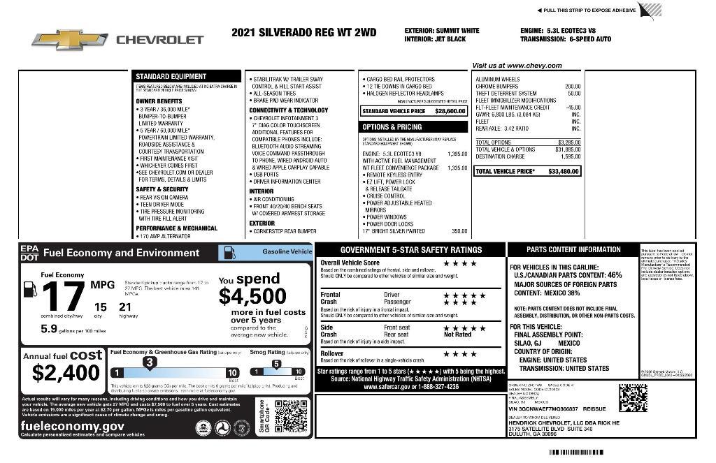 used 2021 Chevrolet Silverado 1500 car, priced at $23,235