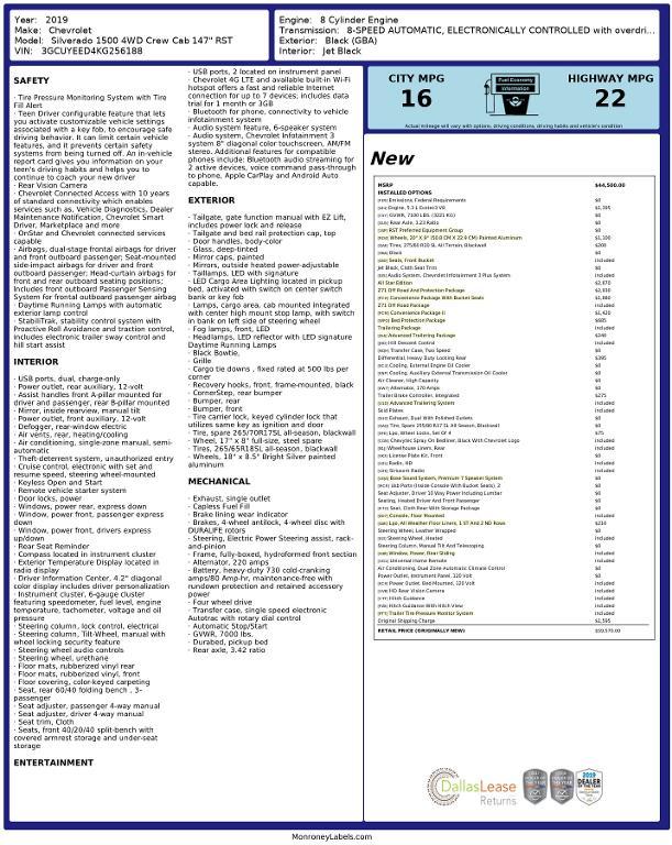 used 2019 Chevrolet Silverado 1500 car, priced at $33,524