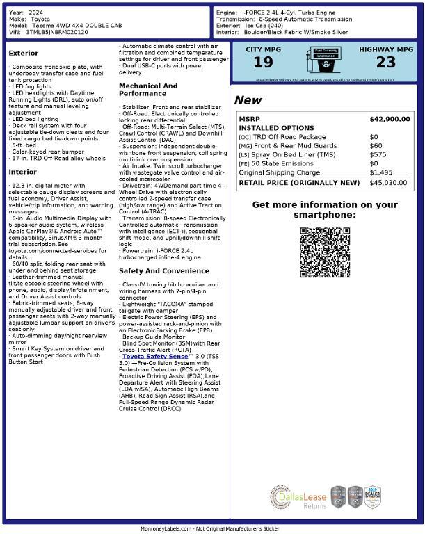 used 2024 Toyota Tacoma car, priced at $41,521