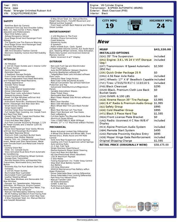 used 2021 Jeep Wrangler Unlimited car, priced at $39,262