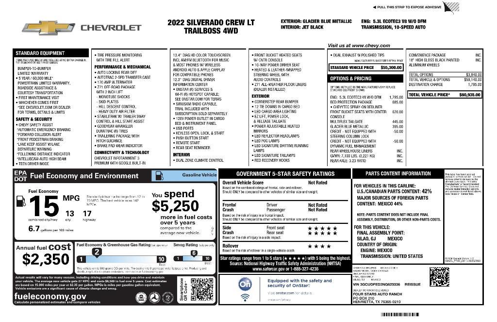 used 2022 Chevrolet Silverado 1500 car, priced at $49,996