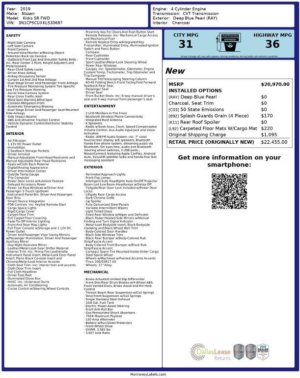 used 2019 Nissan Kicks car, priced at $9,450