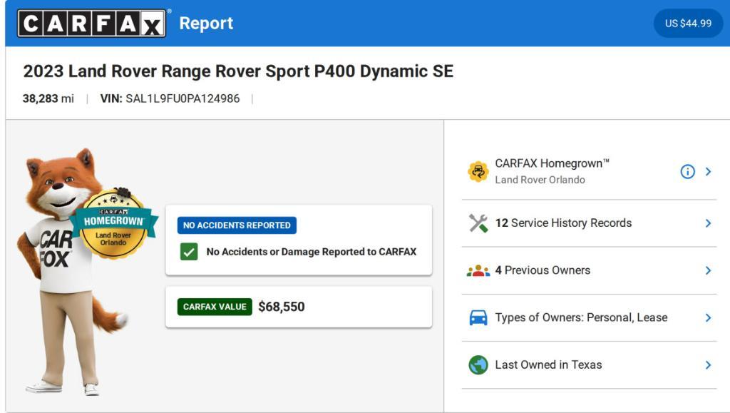 used 2023 Land Rover Range Rover Sport car, priced at $67,412