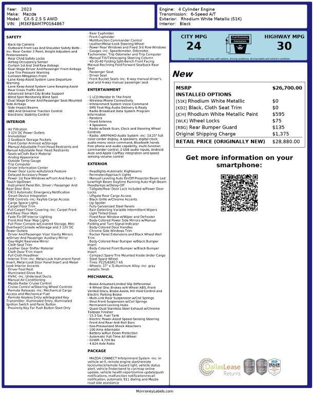 used 2023 Mazda CX-5 car, priced at $25,435