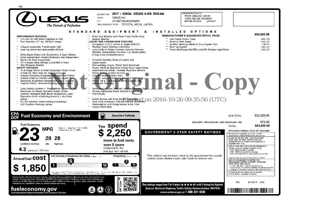 used 2017 Lexus GS 350 car, priced at $25,186