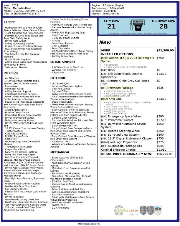 used 2021 Mercedes-Benz GLC 300 car, priced at $17,582