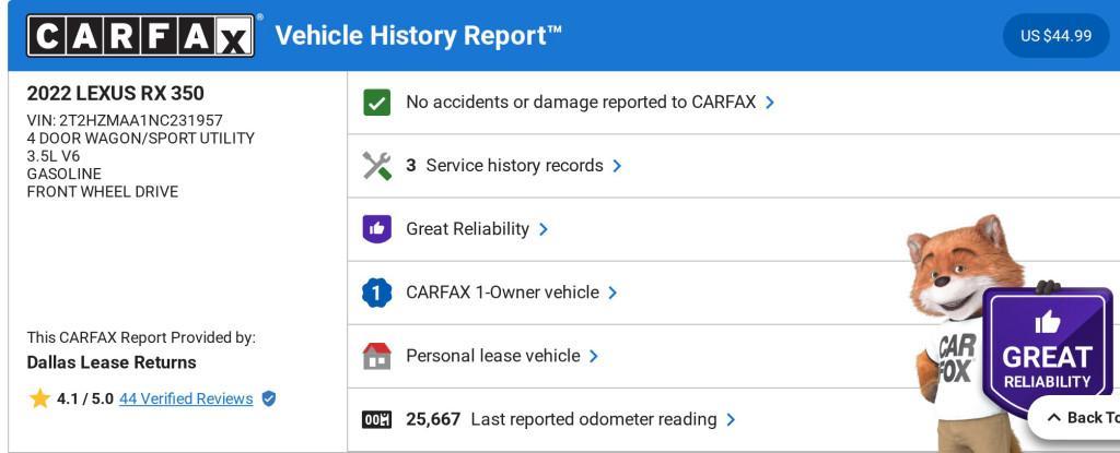 used 2022 Lexus RX 350 car, priced at $44,335