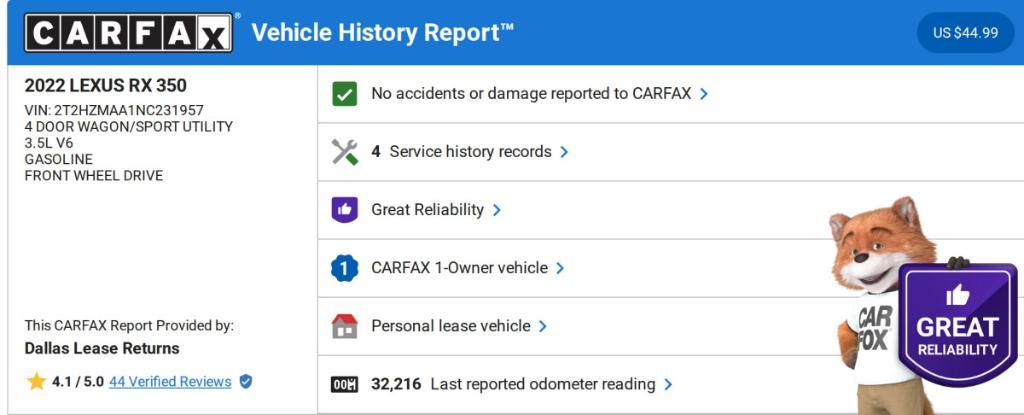 used 2022 Lexus RX 350 car, priced at $41,892