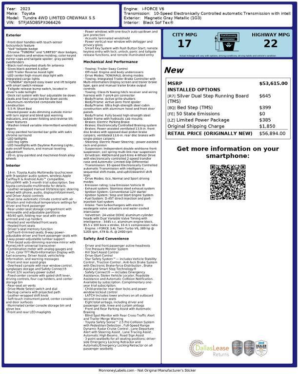 used 2023 Toyota Tundra car, priced at $46,052