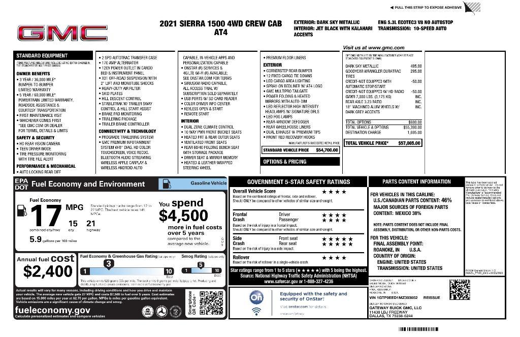 used 2021 GMC Sierra 1500 car, priced at $39,212