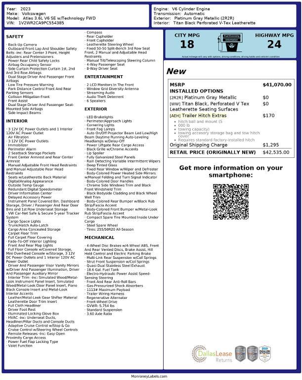 used 2023 Volkswagen Atlas car, priced at $31,175