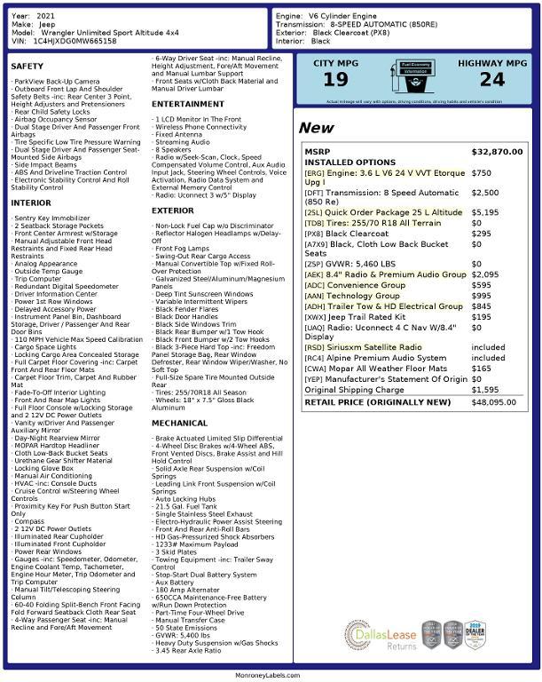 used 2021 Jeep Wrangler Unlimited car, priced at $25,962