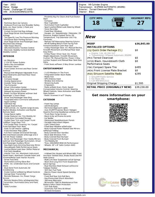 used 2022 Dodge Challenger car, priced at $22,820